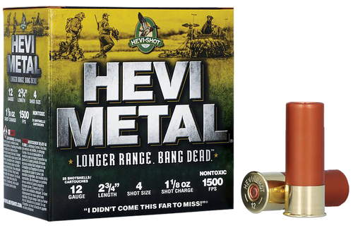 Hevi-Metal 12 Gauge Ammo 1 1/8 oz #4 Steel Ammunition - 25 Rounds