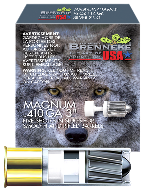 Brenneke 410 Gauge Ammo 1/4 oz Lead Slug Ammunition - 5 Rounds