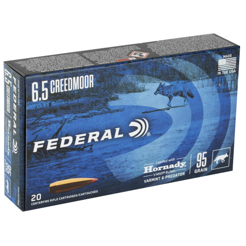 Federal 6.5 Creedmoor Ammo 95gr Hornady V-Max Ammunition - 20 Rounds