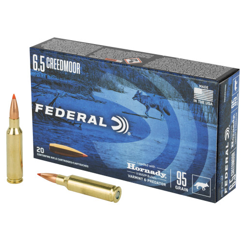 Federal 6.5 Creedmoor Ammo 95gr V-Max Ammunition - 20 Rounds