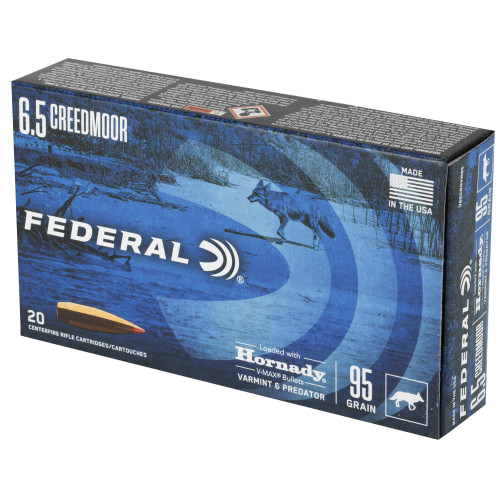 Federal 6.5 Creedmoor Ammo 95gr V-Max Ammunition - 20 Rounds