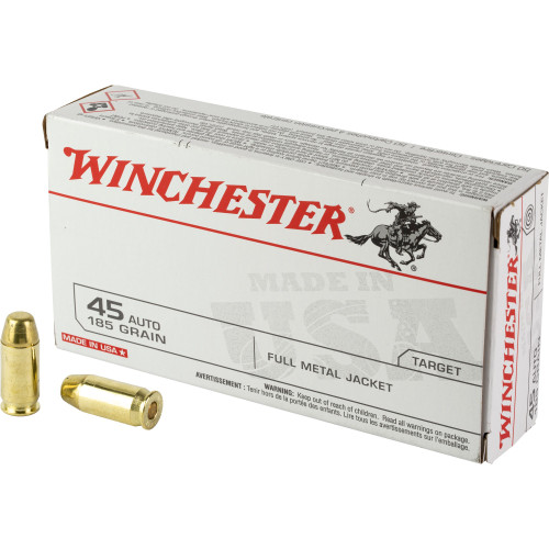 Winchester .45 ACP Ammo 185gr FMJ Ammunition - 50 Rounds