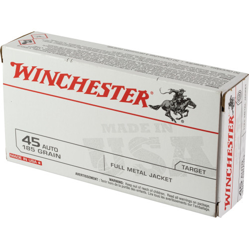 Winchester .45 ACP Ammo 185gr FMJ Ammunition - 50 Rounds