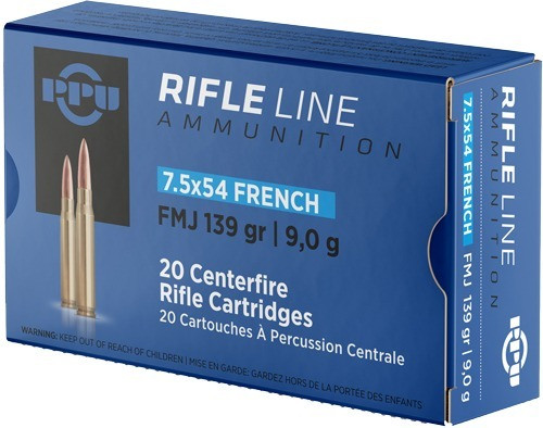 PPU 7.5x54 French Ammo 139gr FMJ Ammunition - 20 Rounds