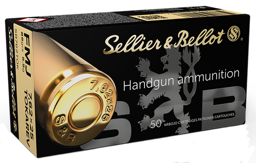 Sellier & Bellot 7.62x25 Ammo 85gr Full Metal Jacket Ammunition - 50 Rounds