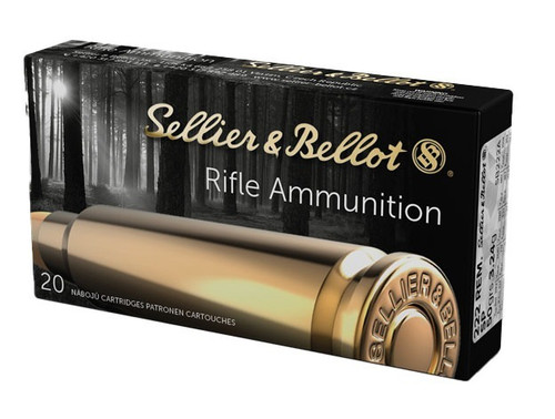 Sellier & Bellot 222 Remington Ammo 50gr JSP Ammunition - 20 Rounds
