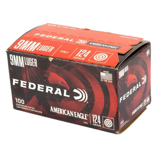 Federal 9mm Ammo 124gr FMJ Ammunition - 100 Rounds