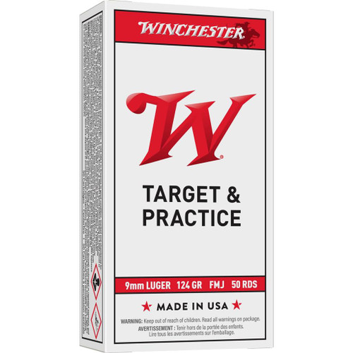 Winchester 9mm Ammo 124gr FMJ Ammunition - 50 Rounds
