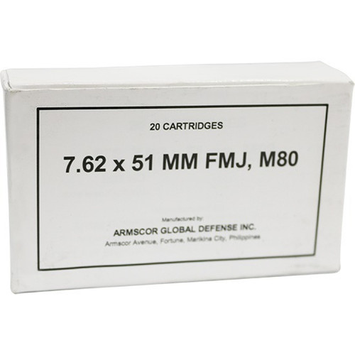 Armscor 7.62x51mm NATO Ammo 147gr FMJ Ammunition - 20 Rounds