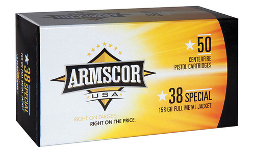 Armscor 38 Special Ammo 158gr FMJ Ammunition - 50 Rounds Armscor 38 Special Ammo 158gr FMJ Ammunition - 50 Rounds