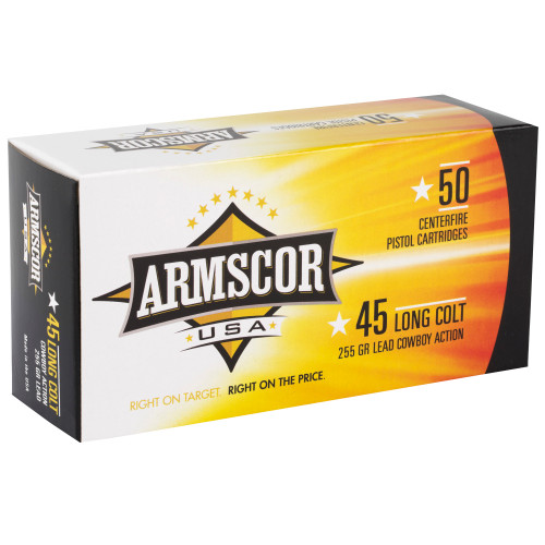 Armscor 45 Long Colt Ammo 255gr Lead Flat Nose Ammunition - 50 Rounds Armscor 45 Long Colt Ammo 255gr Lead Flat Nose Ammunition - 50 Rounds