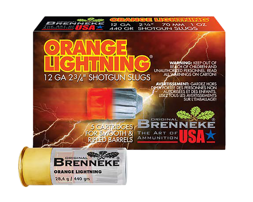 Brenneke Usa 12 Gauge Ammo 1 oz Slug Ammunition - 5 Rounds