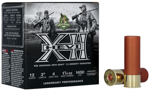 Hevi-Shot 12 Gauge Ammo 1-1/4 oz #4 Tungsten Ammunition - 25 Rounds