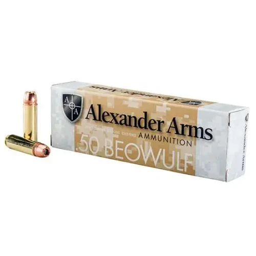 Alexander Arms .50 Beowulf Ammo 350gr Hornady XTP Hollow Point Ammunition - 20 Rounds
