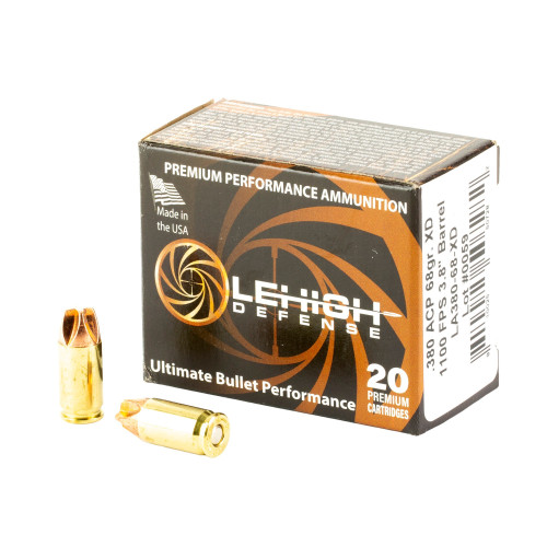 Lehigh Defense .380 ACP Ammo 65gr Copper Solid Ammunition - 20 Rounds
