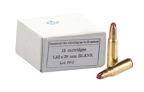 PPU 7.62x39 Ammo Blank Ammunition - 15 Rounds