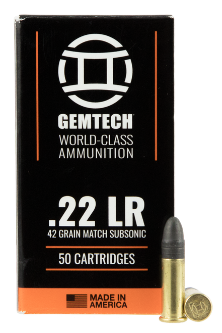 Gemtech .22 Long Rifle Ammo 42gr Lead Round Nose Ammunition - 50 Rounds