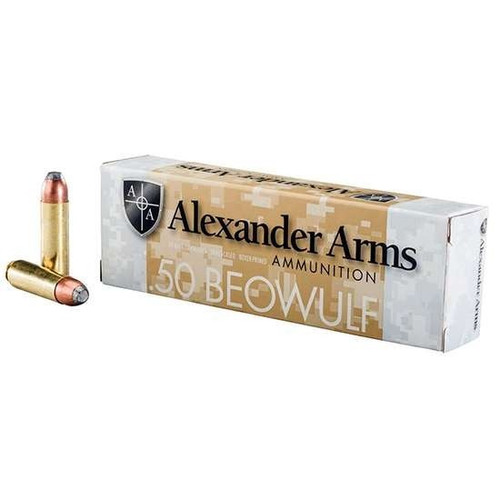 Alexander Arms 50 Beowulf Ammo 400gr Flat Point Ammunition - 20 Rounds