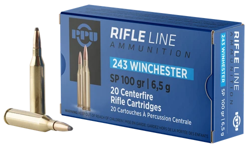 PPU .243 Winchester 100gr SP Ammo - 20 Rounds