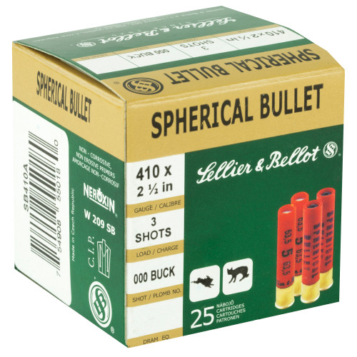 Sellier & Bellot 410 Gauge Shotgun Ammunition SB410A 2.5" 000 Buck - 25 Shells