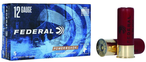 Federal 12 Gauge Ammo 1 7/16 oz 00 Buck Lead Ammunition - 5 Rounds
