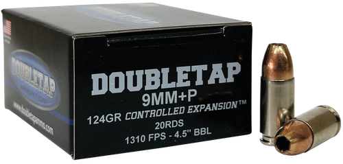 DoubleTap 9mm Ammo 124gr JHP Ammunition - 20 Rounds