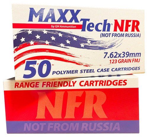 MaxxTech 7.62X39 Ammo 123gr FMJ Ammunition - 50 Rounds