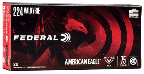 Federal 224 Valkyrie Ammo 75gr Full Metal Jacket Ammunition - 20 Rounds