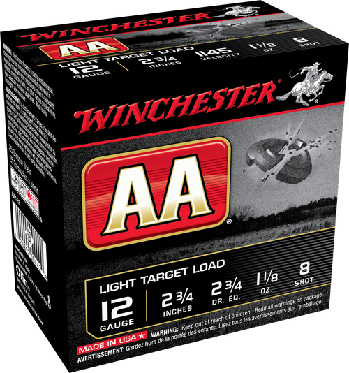 Winchester 12 Gauge Ammo 1-1/8 oz #8 Shot Ammunition - 100 Rounds