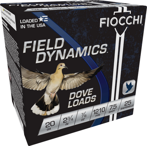 Fiocchi 20 Gauge Ammo 7/8 oz #7.5 Lead Ammunition - 25 Rounds