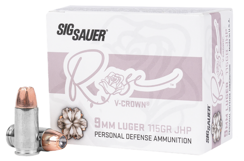 Sig Sauer 9mm Ammo 115gr V Crown Jacketed Hollow Point Ammunition - 20 Rounds