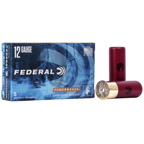 Federal 12 Gauge Ammo 1-3/16 oz #00 Buck Shot Ammunition - 5 Rounds