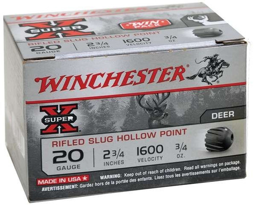 Winchester 20 Gauge Ammo 3/4 oz Rifled Slug Ammunition - 15 Rounds