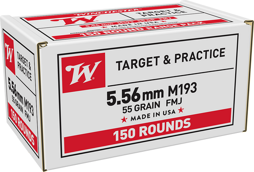 Winchester 5.56x45mm Ammo 55gr FMJ Ammunition - 150 Rounds