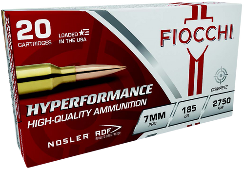Fiocchi 7mm PRC Ammo 185gr Nosler Reduced Drag Factor Ammunition - 20 Rounds