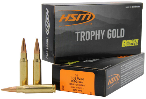 HSM Ammunition .308 Win Ammo 185gr VLD Ammunition - 20 Rounds