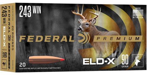 Federal 243 Cal Ammo 90gr ELD-X Ammunition - 20 Rounds