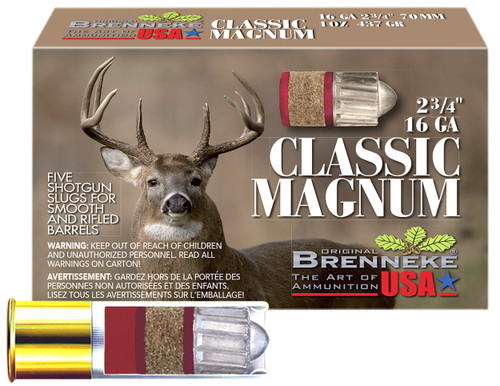 Brenneke 16 Gauge Ammo 1 oz Rifled Slug Ammunition - 5 Rounds
