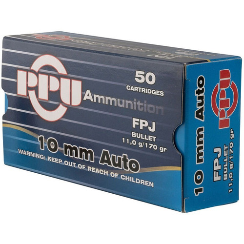 PPU 10mm Ammo 170gr FPJ Ammunition - 50 Rounds