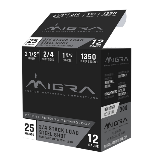 Migra 12 Gauge Ammo 1-5/8 oz #2/4 Steel Ammunition - 25 Rounds