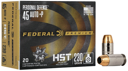 Federal 45 ACP Ammo 230gr HST Jacketed Hollow Point Ammunition - 20 Rounds