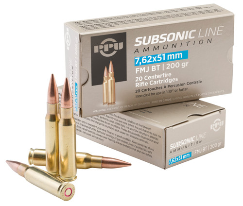 PPU 308 Win Ammo 200gr FMJBT Ammunition - 20 Rounds