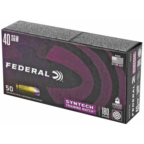 Federal Syntech Training Match .40 S&W 180gr Syntech Jacket Flat Nose Ammo - 50 Rounds