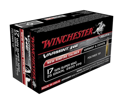 Winchester Ammunition 17 Win Super Mag Ammo 25gr PT Ammunition - 50 Rounds