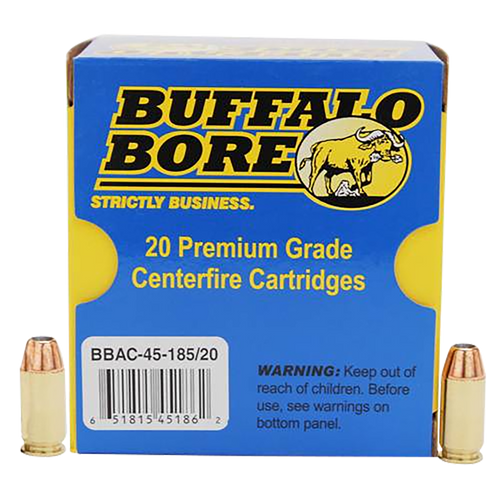 Buffalo Bore .45 ACP Ammo 185gr JHP Ammunition - 20 Rounds