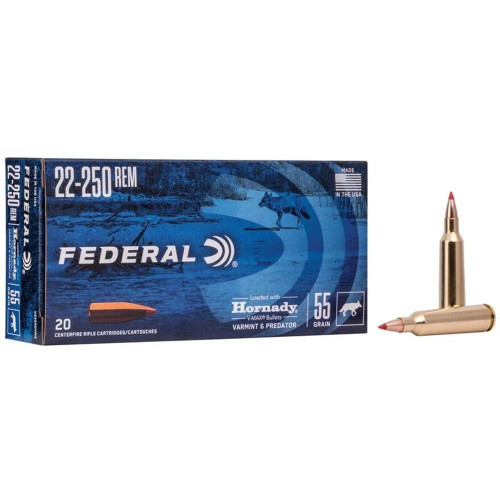 Federal 22-250 Rem Ammo 55gr PT Ammunition - 20 Rounds