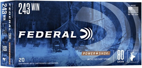 Federal 243 Win Ammo 80gr JSP Ammunition - 20 Rounds