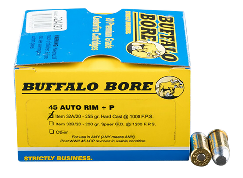 Buffalo Bore .45 Auto Rim Ammo 255gr HCFN Ammunition - 20 Rounds