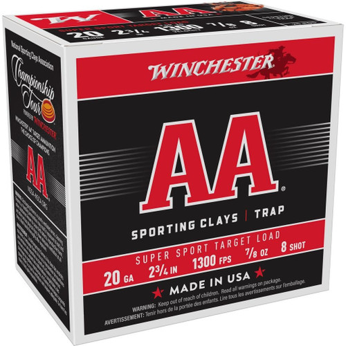 Winchester 20 Gauge Ammo 7/8 oz #8 Lead Ammunition - 25 Rounds