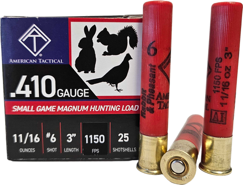 American Tactical 410 Gauge Ammo 11/16 oz #6 Lead Ammunition - 25 Rounds